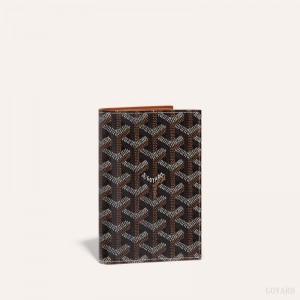 Black / Brown Goyard GRENELLE PASSPORT COVER | PKQC4424