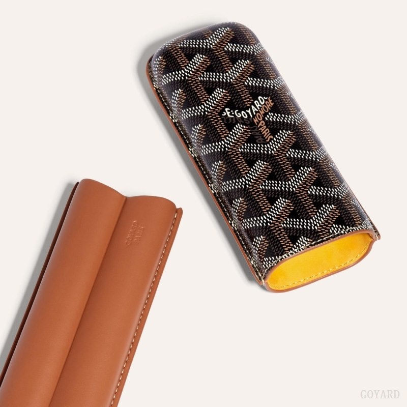 Black / Brown Goyard CHURCHILL 2 CIGAR CASE | EPEX5424