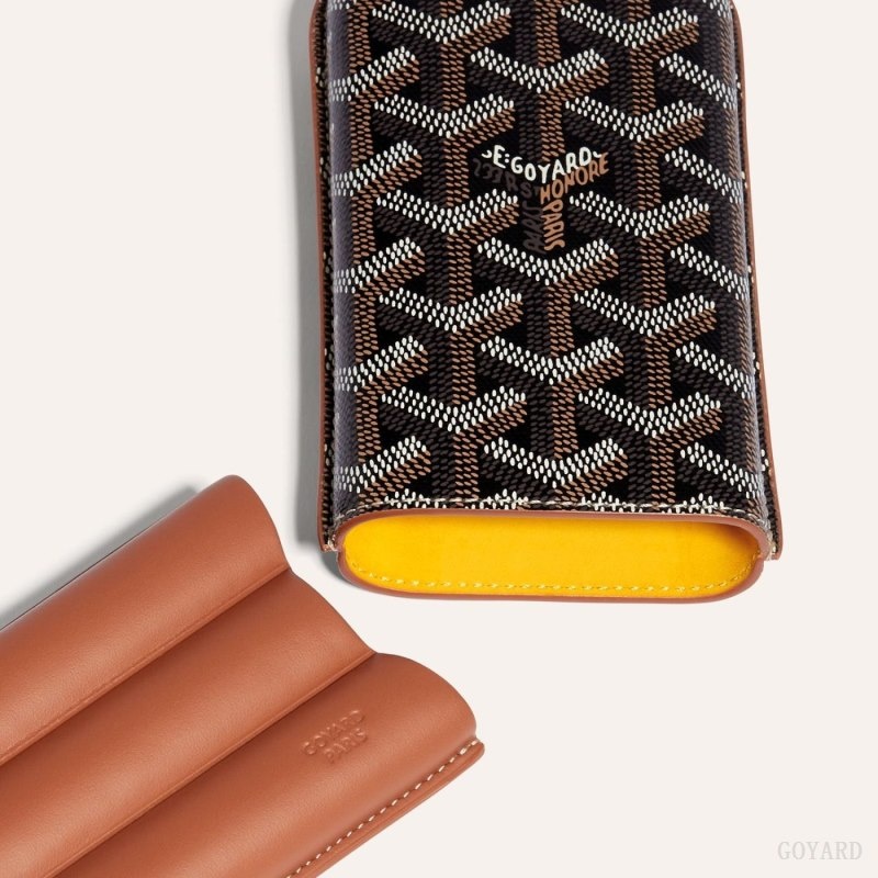 Black / Brown Goyard CHURCHILL 3 CIGAR CASE | EGDP5505