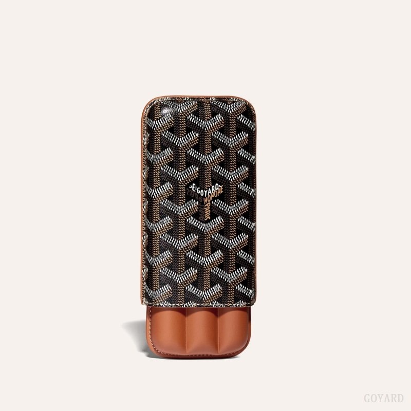 Black / Brown Goyard CHURCHILL 3 CIGAR CASE | EGDP5505