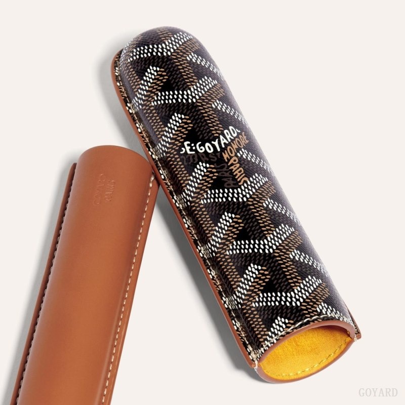 Black / Brown Goyard CHURCHILL SINGLE CIGAR CASE | DVIF6237