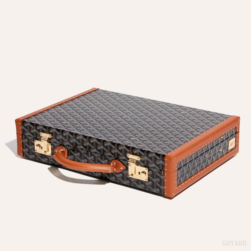 Black / Brown Goyard Manoir PM Document Case | FDKI0447