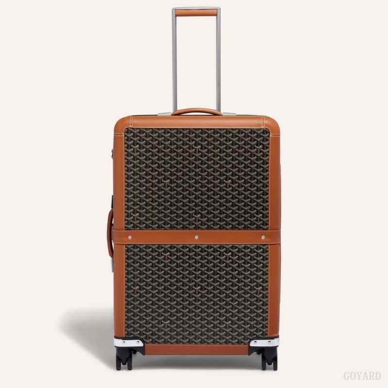 Black / Brown Goyard SATOLAS GM ROLLING SUITCASE | NOEA9355