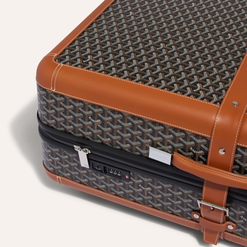 Black / Brown Goyard SATOLAS GM ROLLING SUITCASE | NOEA9355