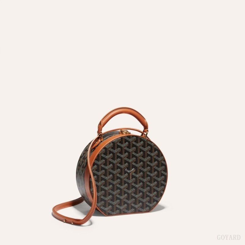 Black / Brown Goyard THE ALTO HATBOX TRUNK BAG | ICFU2042