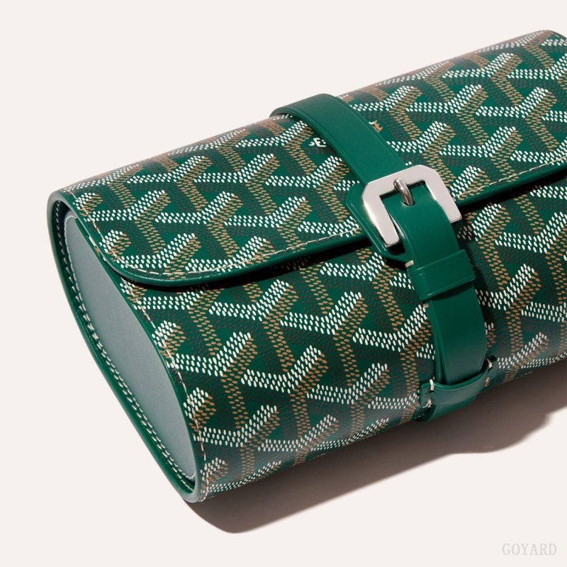 Green Goyard DOUBLE TRAVEL WATCH CASE | HHJK7863