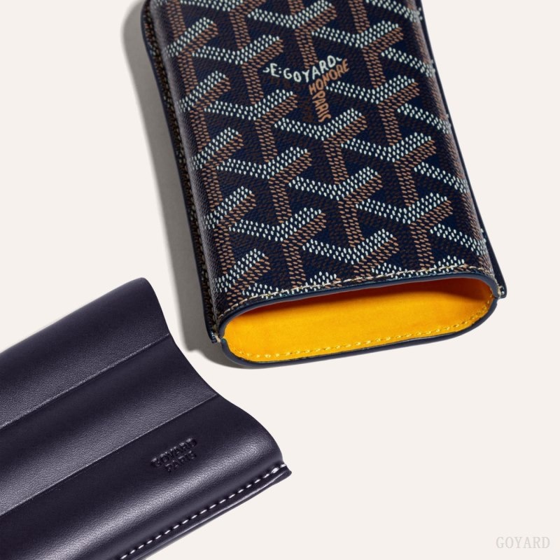 Navy Blue Goyard CHURCHILL 3 CIGAR CASE | DZQT8206