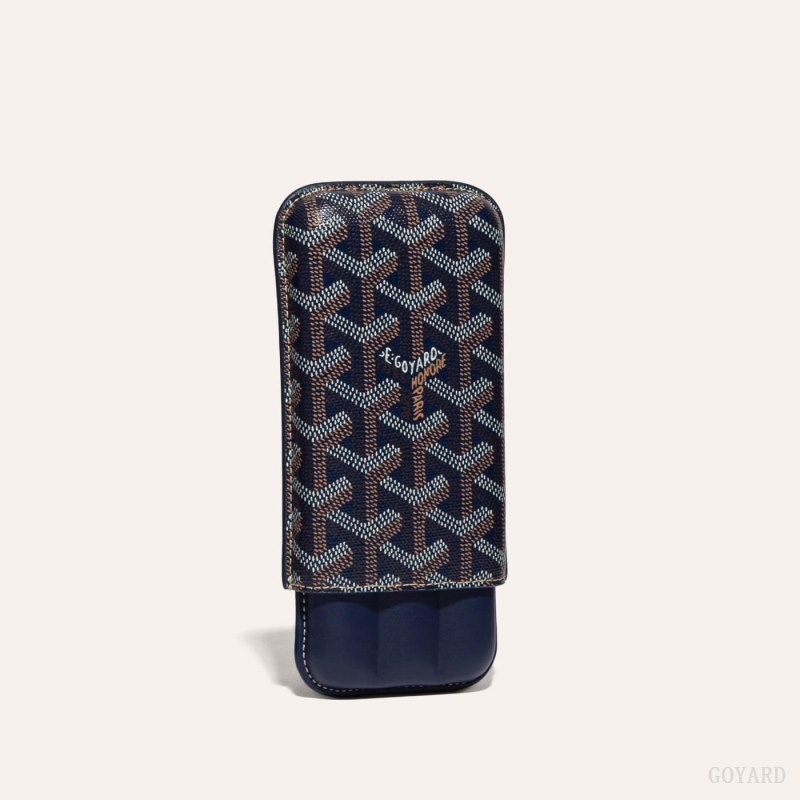 Navy Blue Goyard CHURCHILL 3 CIGAR CASE | DZQT8206