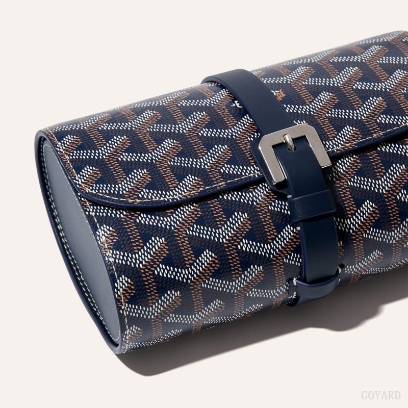 Navy Blue Goyard DOUBLE TRAVEL WATCH CASE | XBNH8423