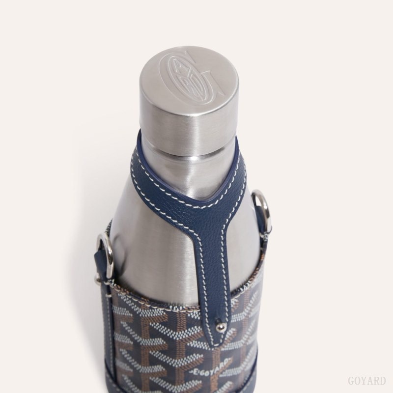 Navy Blue Goyard Yonne PM Case & Flask | TDAO9850