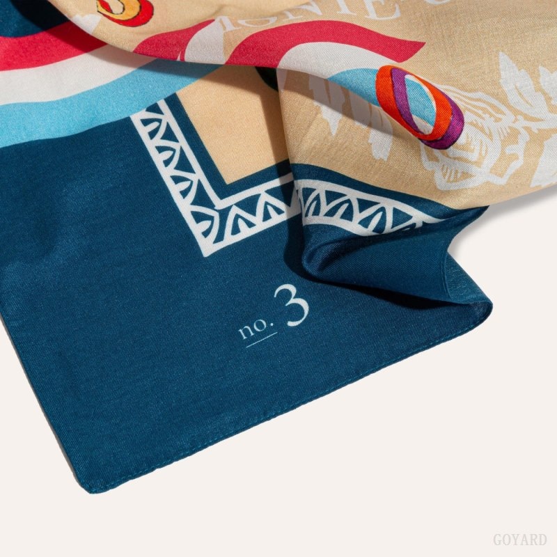 Navy Blue / Beige Goyard SCARF N°3 | GFQH4517