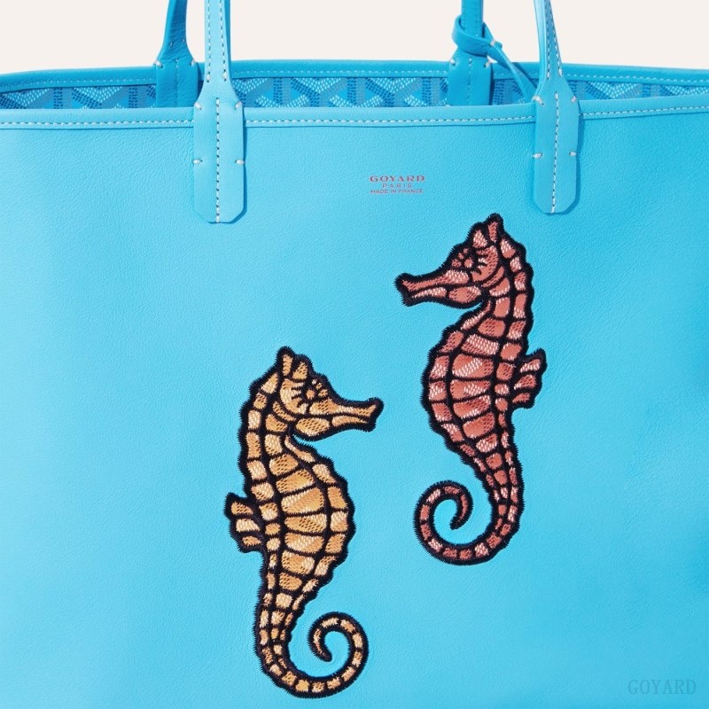 Turquoise Goyard Anjou PM Seahorse Embroidery | DJGF9161