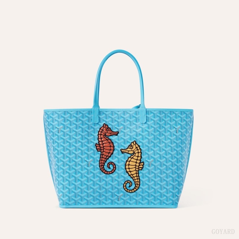 Turquoise Goyard Anjou PM Seahorse Embroidery | DJGF9161