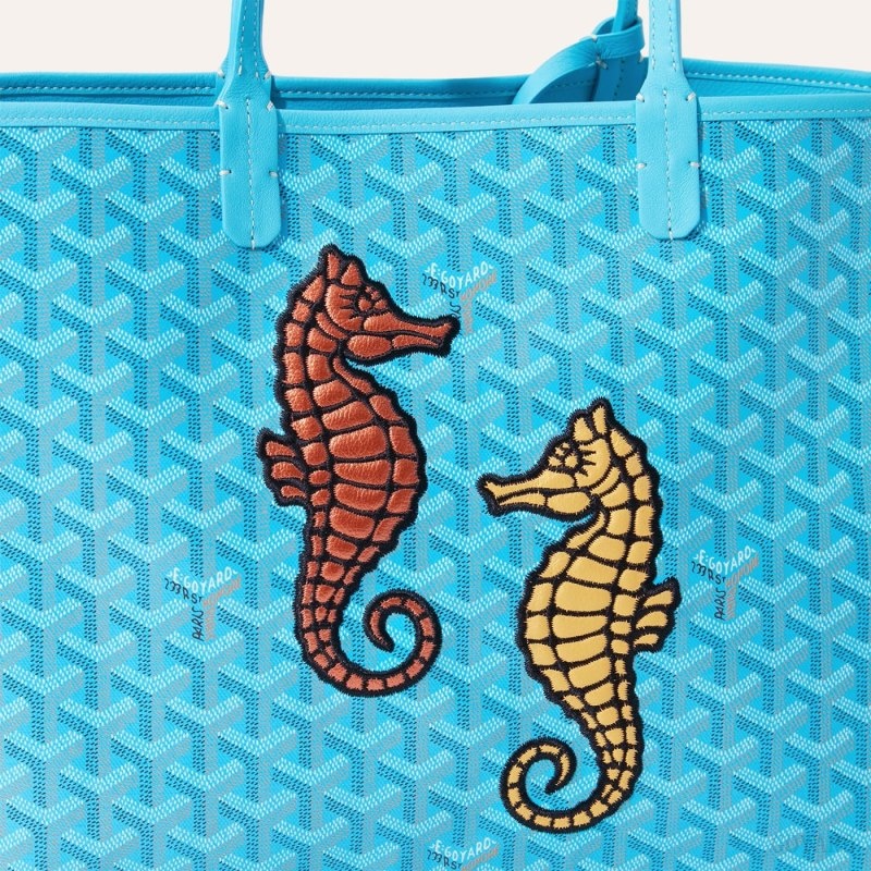 Turquoise Goyard Anjou PM Seahorse Embroidery | DJGF9161