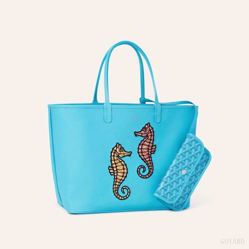 Turquoise Goyard Anjou PM Seahorse Embroidery | DJGF9161